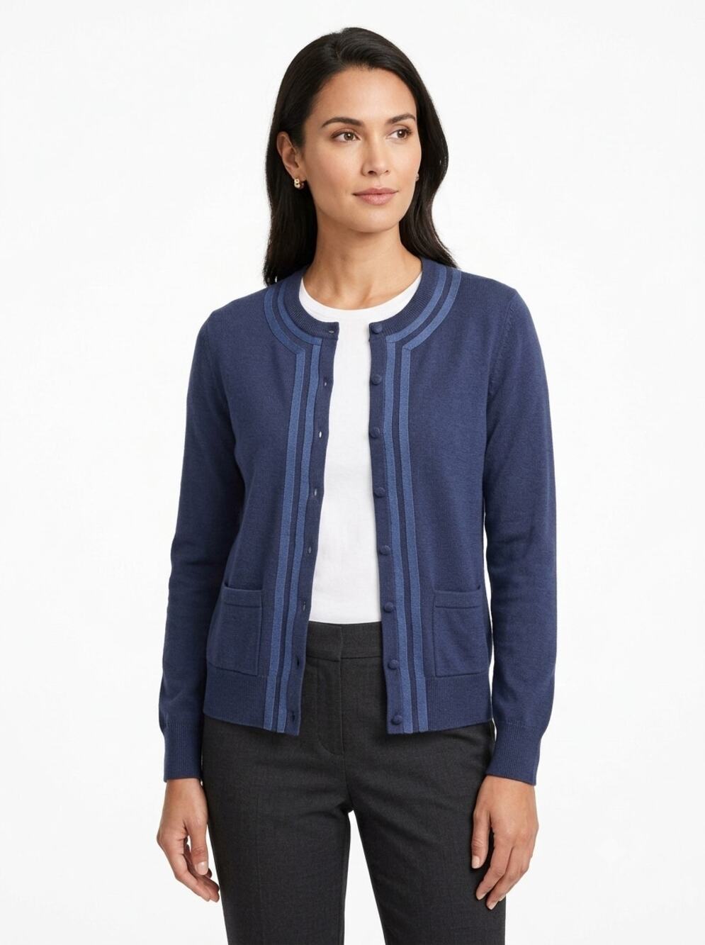 Brooks Brothers Red Fleece Cardigan Sweater Women’s XS Blue Merino Wool Classic